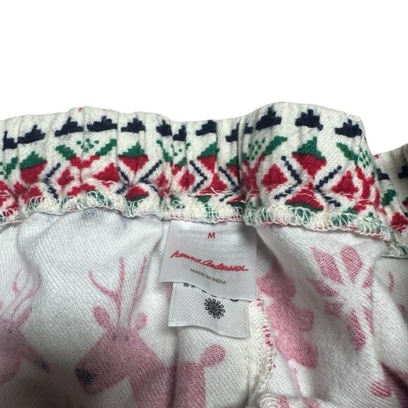 Hanna Andersson Womens Pajama Set M Fair Isle Flannel Knit Deer Christmas Pants - Picture 8 of 12